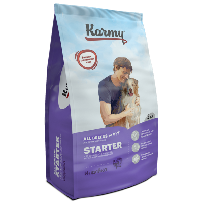 Karmy 14кг Starter Сухой корм с Индейкой для Беременных , кормящих  и щенков с рождения Лимпопо, зоомагазин в Калуге